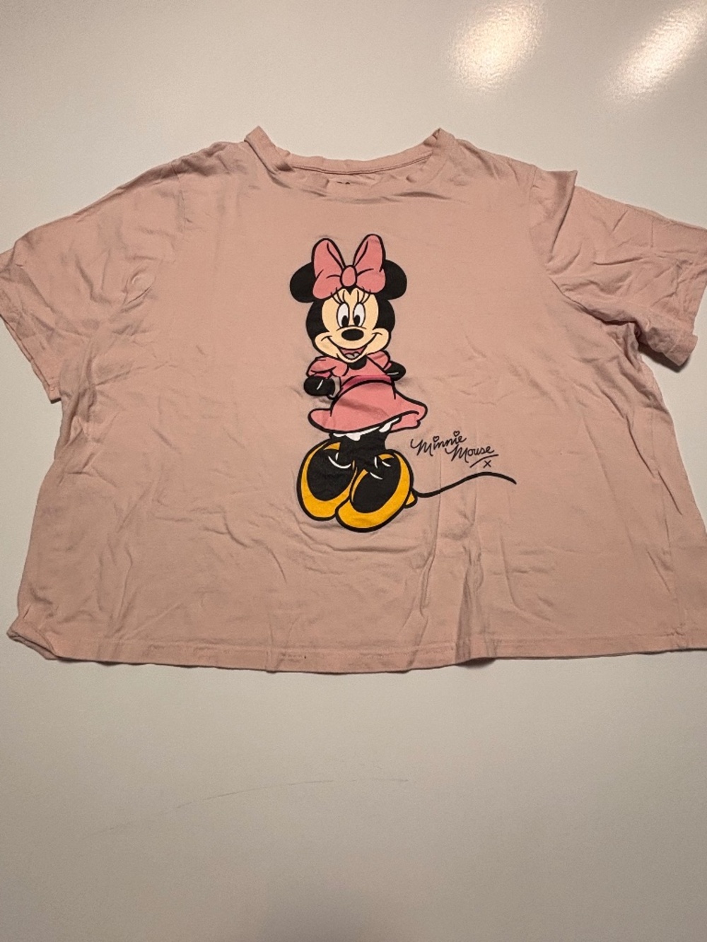 Womens Pink Disney Minnie Mouse Cropped T-Shirt Size 2XL